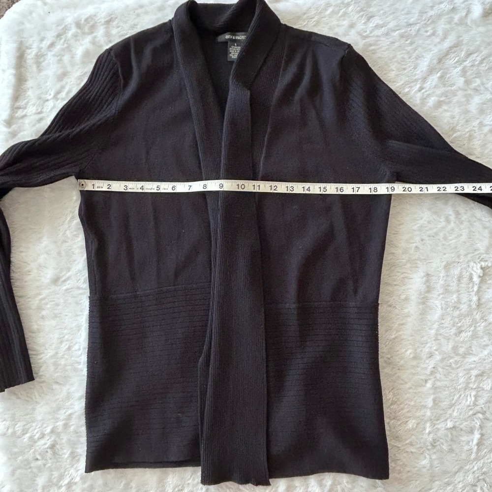 89th & Madison Cardigan Sweater Womens Large Black Excellent Open Front Casual - Picture 5 of 6